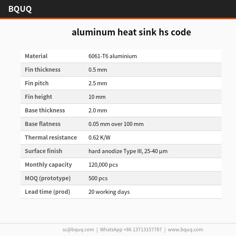 Aluminium-Kühlkörper HS-Code